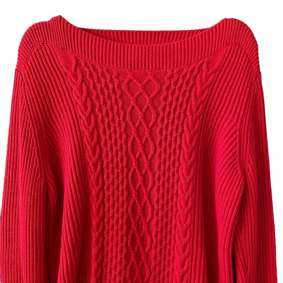 Tommy Hilfiger Womens Cable-Knit Pullover Sweater Scarlet Size XL - Picture 3 of 12
